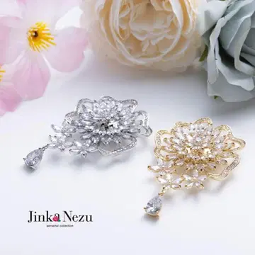 Jinka Nezu 플로럴 부케 마그넷 브로치 골드