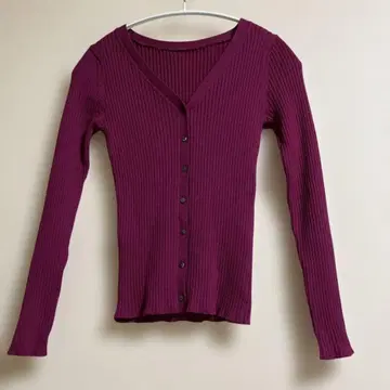 [TOMORROWLAND/DES PRES] 퍼플 리브 V넥 가디건