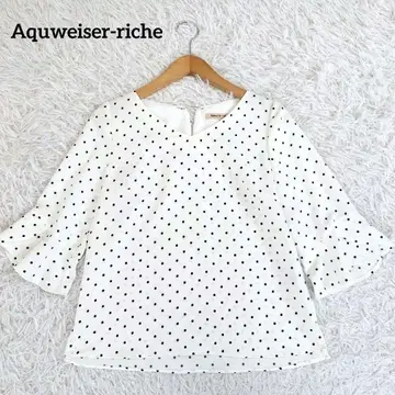 아푸와이저 리셰 블라우스 풀오버 플레어 소매 화이트 도트 펄 M