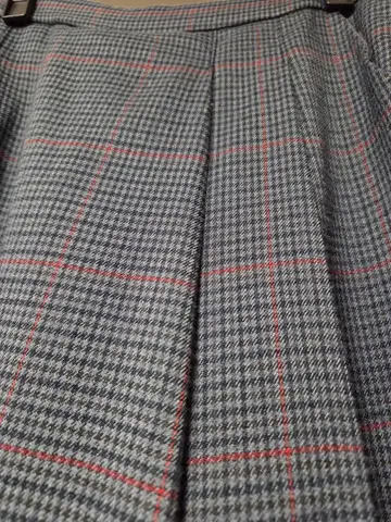 체크 무늬 플리츠 와이드 팬츠