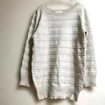 [ANAYI] 베이지 스트라이프 긴팔 니트 보트넥 사이즈 38