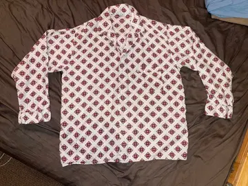 50s 프룻 오브 더 룸 오픈 카라 긴팔 파자마 셔츠