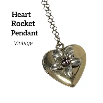 레어 하트 로켓 펜던트 목걸이 sterling Vintage