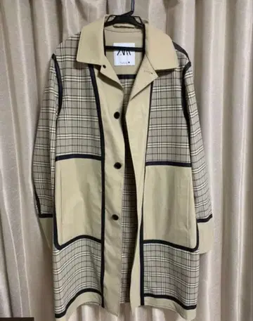 ZARA 체스터 코트 체크 무늬 남성용