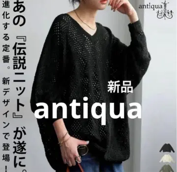 새상품 [안티카] 시스루 니트 돌먼 니트 V넥 블랙 가을/겨울 스웨터