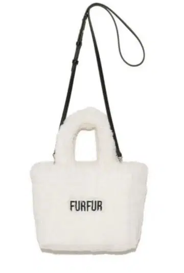 FURFUR 퍼 백 화이트 블랙 토트 로고