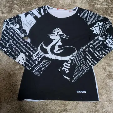 애니메이션 캐릭터 긴팔 T셔츠 블랙/화이트 워너