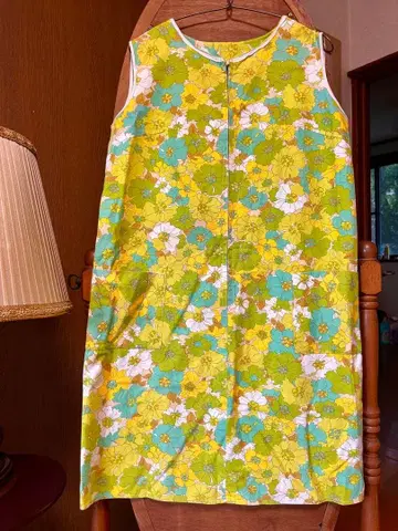 70s 미국 유럽 구제 의류 빈티지 슬리브리스 원피스 꽃무늬