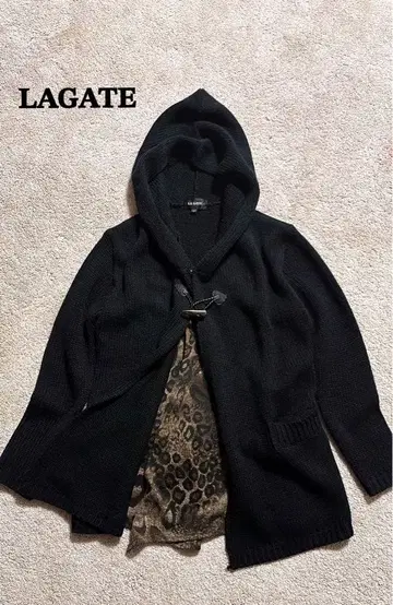 레어 LA GATE 니트 가디건 레오파드 무늬 갸루 y2k