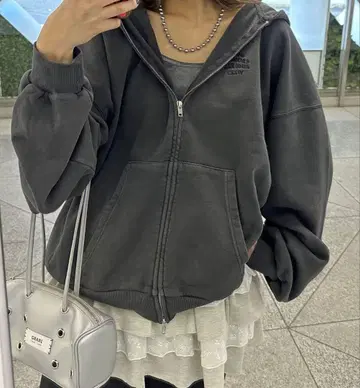 CIAOPANIC 피그먼트 자수 더블 ZIP 후드티