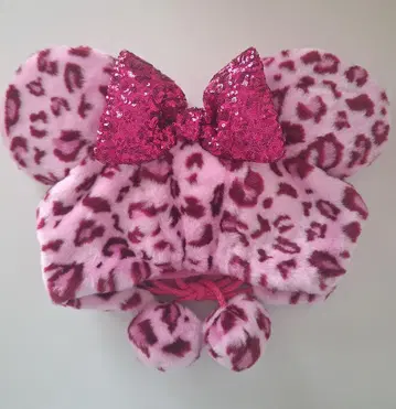 [ 새상품 ] 도쿄 디즈니랜드 미니 팬캡 레오파드 무늬 핑크