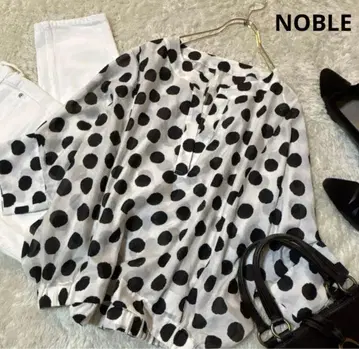 Noble 도트 무늬 블라우스 스키퍼 셔츠 풀오버 루즈핏 쉬폰