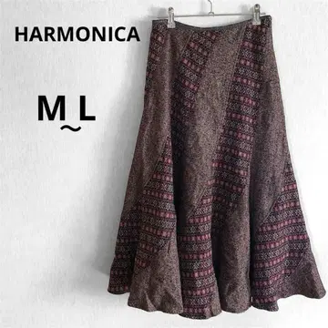 HARMONICA 하모니카 M L 라메 트위드 패치워크 스커트