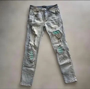 HENSTLS 라이트 그레이 데미지 데님 30