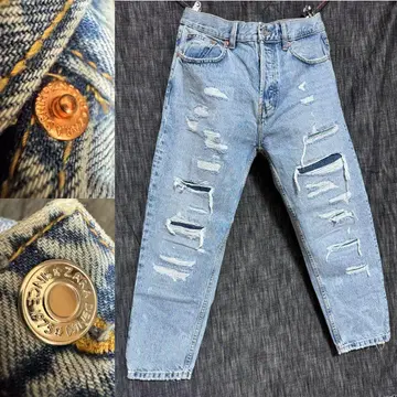 ZARA 하드 데미지 가공 인디고 데님 청바지 수입 크러쉬