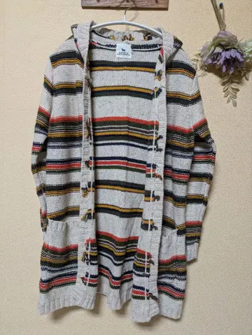 dog dept 도크디프트 스트라이프 니트 가디건 후드 부착