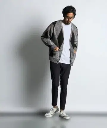 19,800엔 새상품급 아가일 샤기 가디건 ARGYLESHAGGY