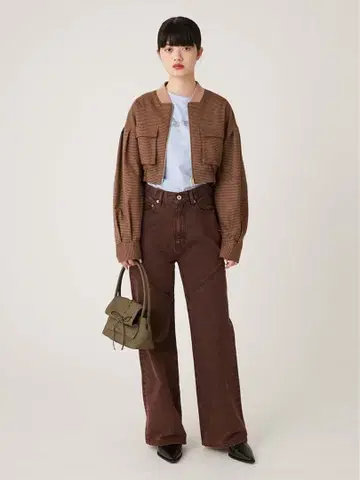 Lily Brown 프론트 포켓 크롭 블루종