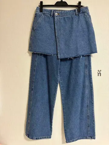 새상품 레이빔즈 데님 스커트 팬츠 콤비네이션