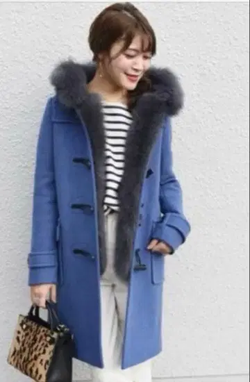 [ 새상품급 ] SHIPS 퍼 더플 코트 블루 38