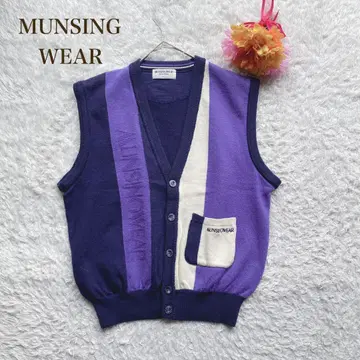 먼싱웨어 [ L ] 보라색 베스트 로고 자수 개성있는 골프