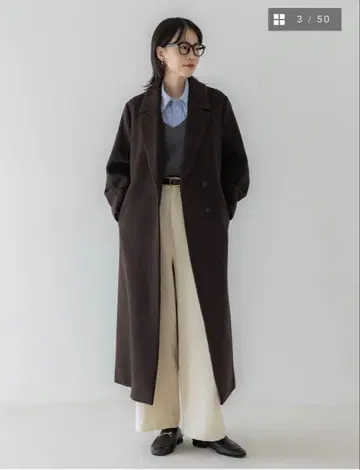 crewre 어저스터블 울 롱 코트 dark brown 사이즈 1