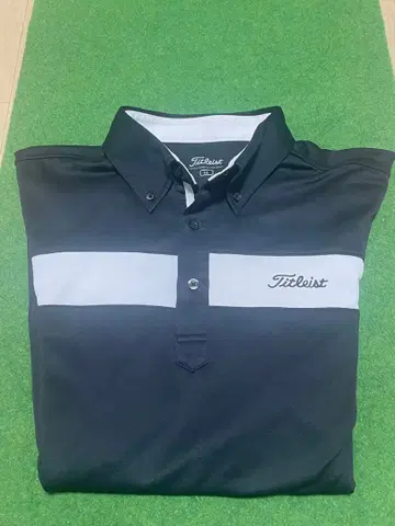 Titleist 버튼 다운 피케 셔츠 LL 블랙/화이트
