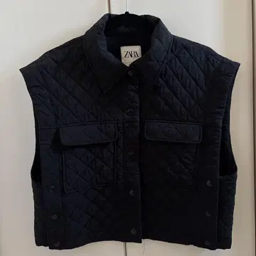 인기 완판 ZARA 블랙 퀼팅 다운 베스트 M 자라