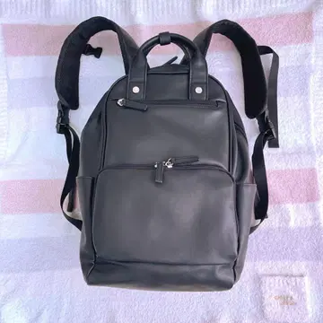 시마무라 MUMU 아코디언 주름 포켓 부착 인조 가죽 백팩