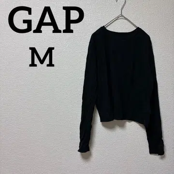 1점 한정 GAP [ M ] 블랙 긴팔 T셔츠 무지 심플 성숙 캐주얼