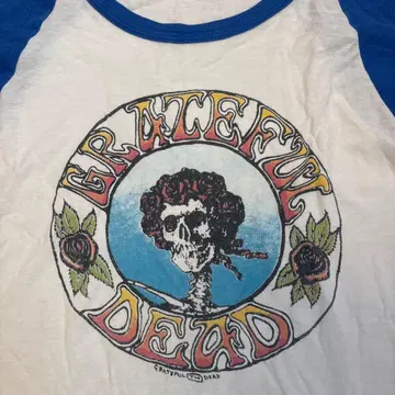 빈티지 Grateful Dead 래글런 T 밴딩 T