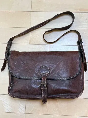 vintage Paul Smith 메신저 백 짙은 갈색 가죽