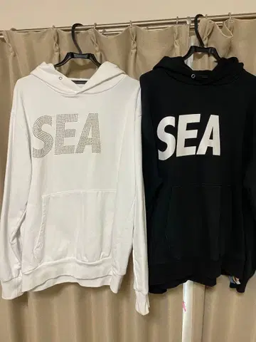 SEA & WIND AND 후드티 세트 (화이트 블랙)