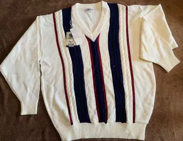 90s 빈티지 넥 스트라이프 니트 스웨터 일본제