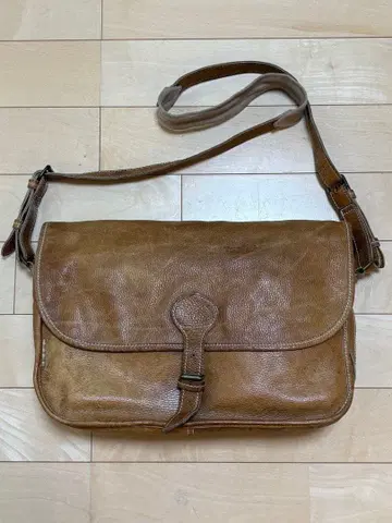 Vntage Paul Smith 메신저 백 연한 브라운 천연 가죽