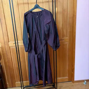 퍼플 긴팔 셔츠 원피스 벨트 포함