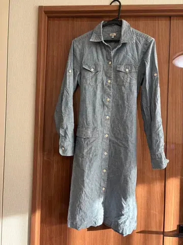 라이트 블루 셔츠 원피스 긴팔 허리 리본 포함