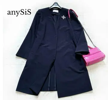 새상품급 anySiS 에니스이시 칼라리스 라이트 코트 노카라 네이비