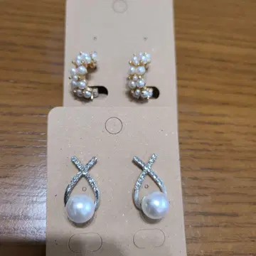 펄과 지르코니아 귀걸이 세트
