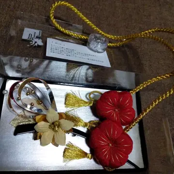 일본 의류용 허리띠, 비녀, 은박 3종 세트