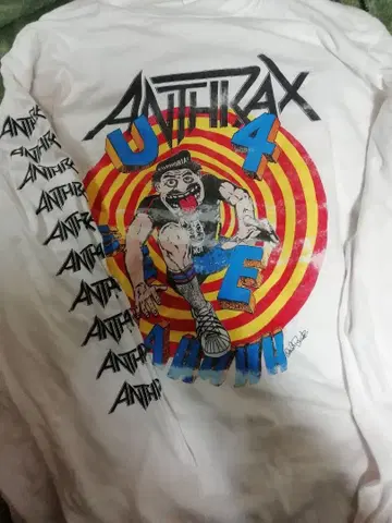 ANTHRAX 롱 슬리브 티셔츠 L 사이즈 화이트