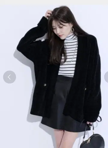 마이 스트라다 벨로아 가운 가디건 블랙 새상품급