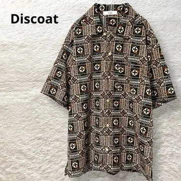 Discoat 반팔 셔츠 올 패턴 지오메트릭 패턴 에스닉 M 브라운 계열