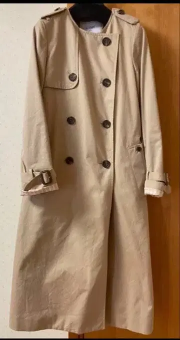 SLOBE IENA 베이지 트렌치코트 스트라이프 안감 부착