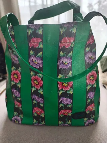 희귀 페이러 토트백 꽃무늬 플라워 그린 FEILER 헤이세이 레트로