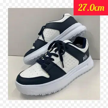 27.0cm 새상품 남성용 통굽 인조 가죽 신발 화이트 네이비