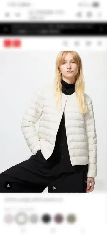 택 포함 새상품 유니클로 퍼프 테크 컴팩트 자켓 M 사이즈 화이트