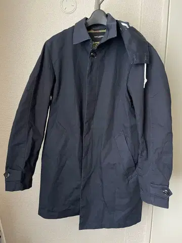 네이비 스텐카라 코트 탈부착 후드 부착