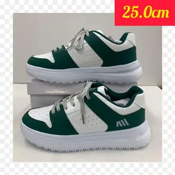 25.0cm 새상품 남성용 통굽 인조 가죽 신발 화이트 그린