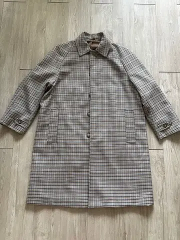 H&M 체크 무늬 스텐카라 코트